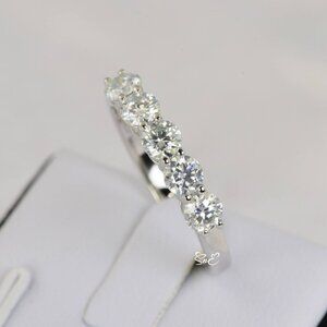 Certified Moissanite Ring .50 ct. Round Brilliant Cut 5 Stone Band Ring